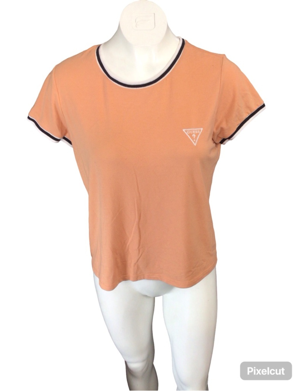 GUESS Vintage Peach Short Sleeve Logo Tee with Contrast Trim